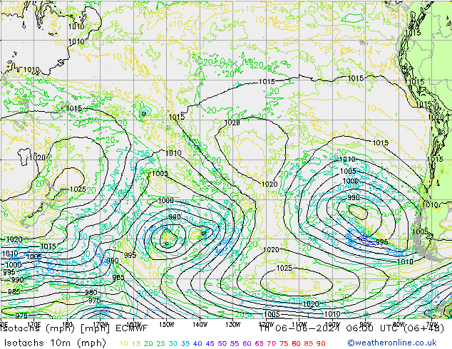 Isotachs (mph) ECMWF  06.06.2024 06 UTC