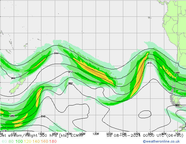 Prąd strumieniowy ECMWF so. 08.06.2024 00 UTC