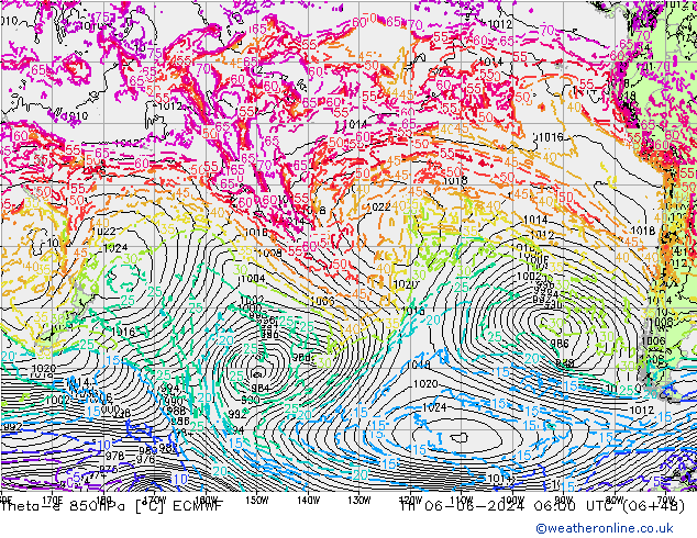 Theta-e 850hPa ECMWF  06.06.2024 06 UTC