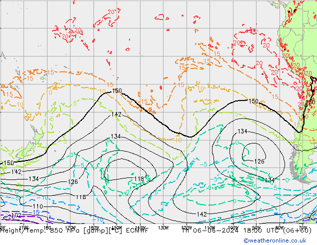 Height/Temp. 850 гПа ECMWF чт 06.06.2024 18 UTC