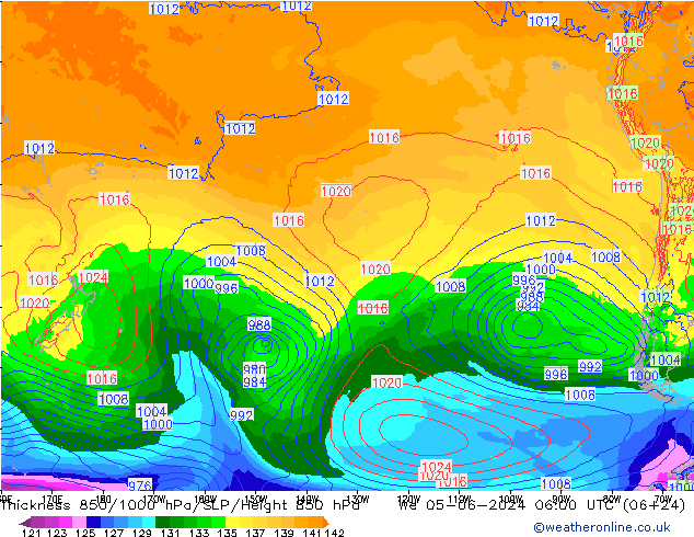 Thck 850-1000 hPa ECMWF mer 05.06.2024 06 UTC