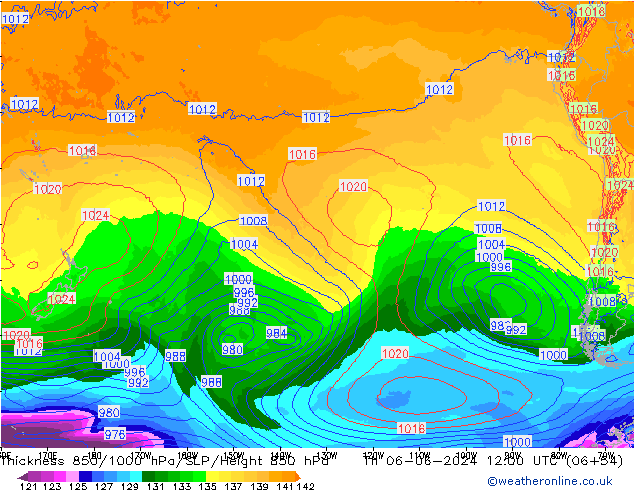 850-1000 hPa Kalınlığı ECMWF Per 06.06.2024 12 UTC