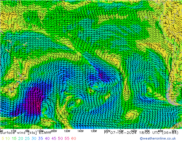 ветер 10 m ECMWF пт 07.06.2024 18 UTC