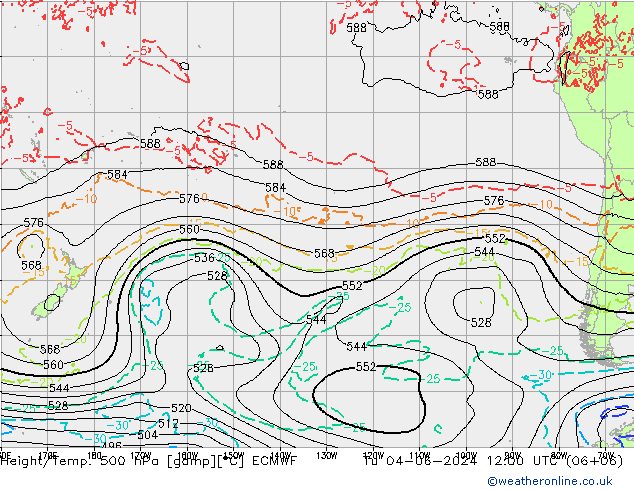 Z500/Rain (+SLP)/Z850 ECMWF Ter 04.06.2024 12 UTC