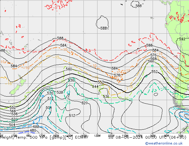 Height/Temp. 500 hPa ECMWF Sa 08.06.2024 00 UTC