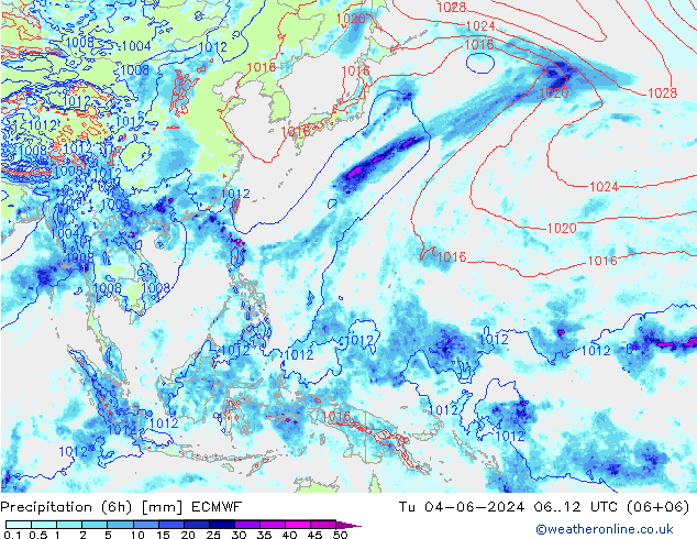 Z500/Rain (+SLP)/Z850 ECMWF вт 04.06.2024 12 UTC