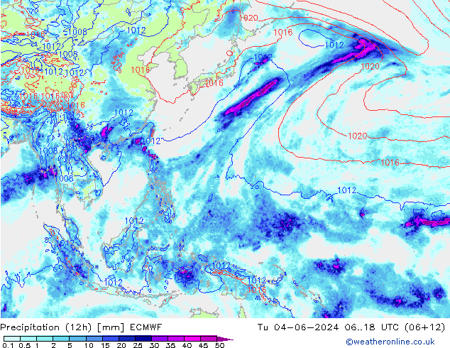 Precipitazione (12h) ECMWF mar 04.06.2024 18 UTC