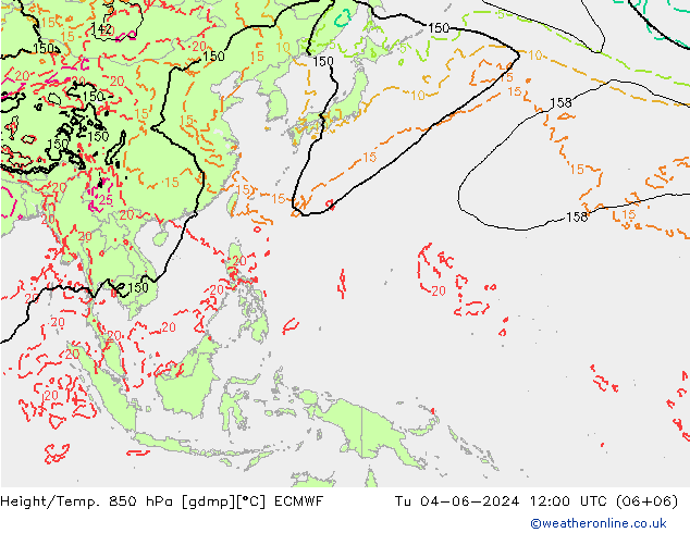 Z500/Rain (+SLP)/Z850 ECMWF вт 04.06.2024 12 UTC