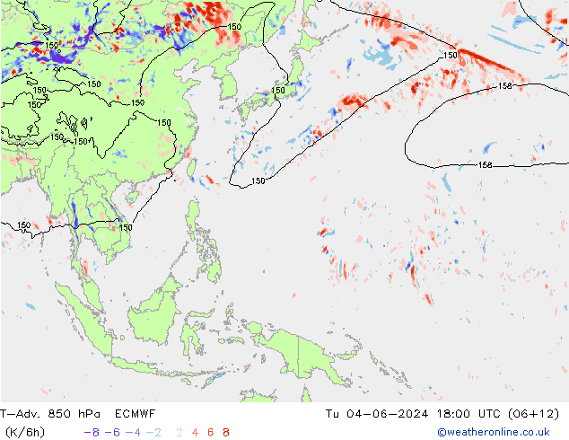 T-Adv. 850 hPa ECMWF Tu 04.06.2024 18 UTC