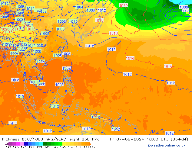 Thck 850-1000 hPa ECMWF Fr 07.06.2024 18 UTC