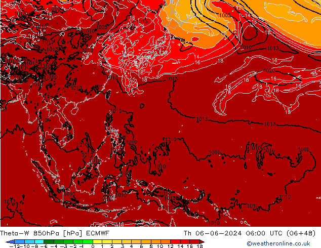 Theta-W 850hPa ECMWF  06.06.2024 06 UTC