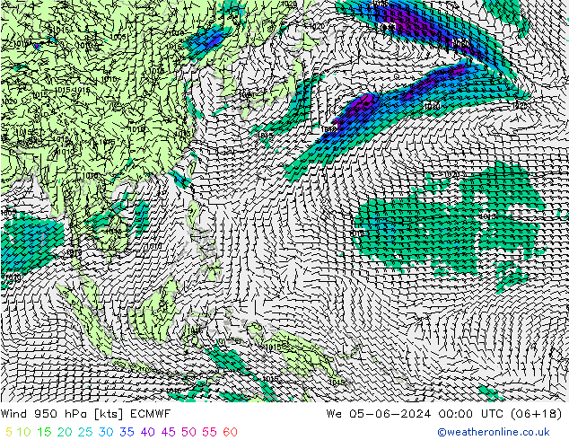 Wind 950 hPa ECMWF We 05.06.2024 00 UTC