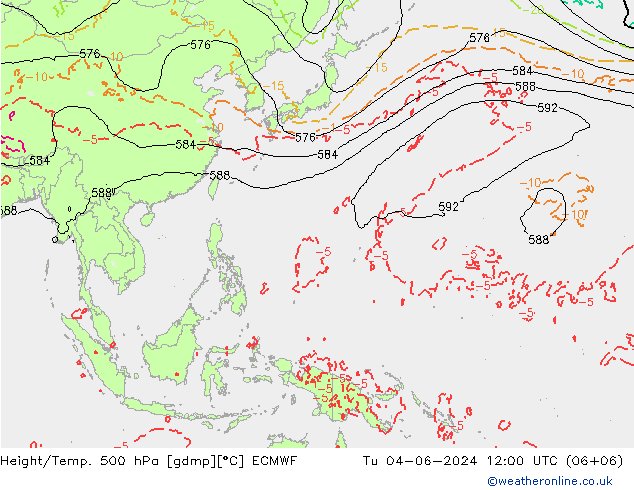 Z500/Rain (+SLP)/Z850 ECMWF вт 04.06.2024 12 UTC