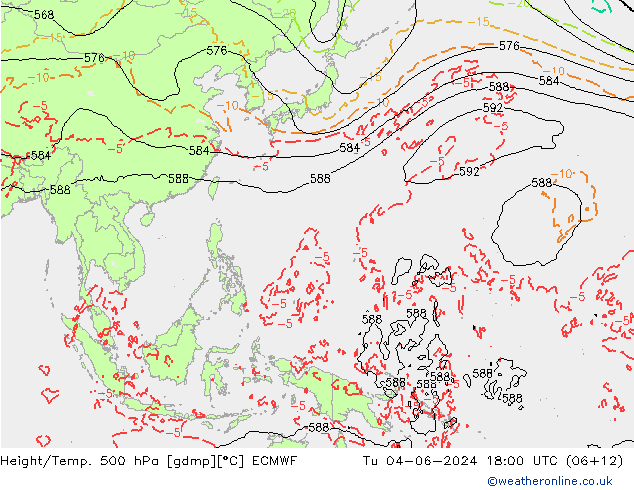 Z500/Rain (+SLP)/Z850 ECMWF вт 04.06.2024 18 UTC