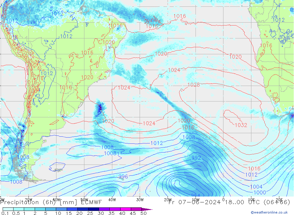 Z500/Rain (+SLP)/Z850 ECMWF пт 07.06.2024 00 UTC