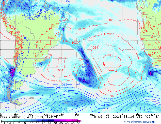 Precipitación (12h) ECMWF jue 06.06.2024 06 UTC