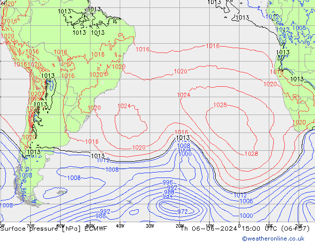 pression de l'air ECMWF jeu 06.06.2024 15 UTC