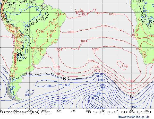 Surface pressure ECMWF Fr 07.06.2024 00 UTC