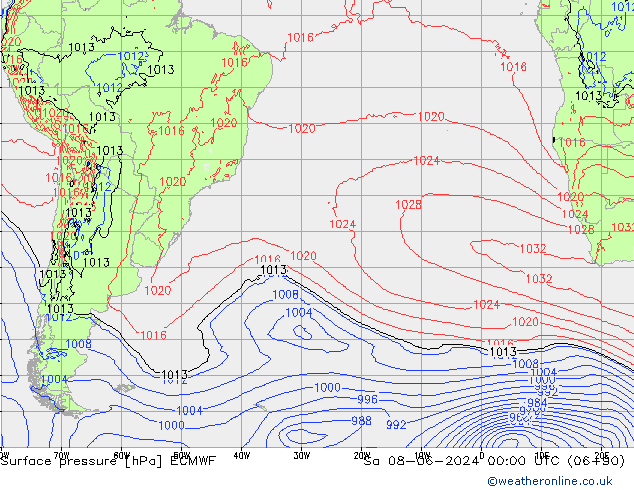 Atmosférický tlak ECMWF So 08.06.2024 00 UTC