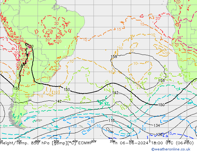 Z500/Rain (+SLP)/Z850 ECMWF czw. 06.06.2024 18 UTC