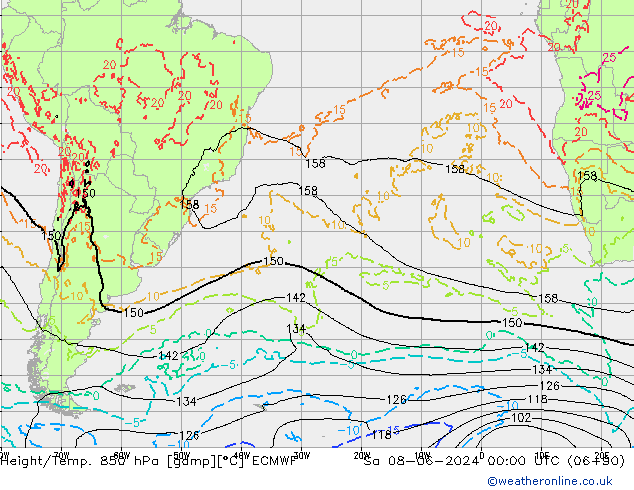 Height/Temp. 850 hPa ECMWF Sa 08.06.2024 00 UTC