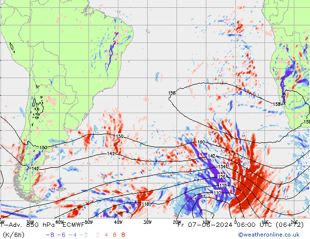 T-Adv. 850 hPa ECMWF Cu 07.06.2024 06 UTC