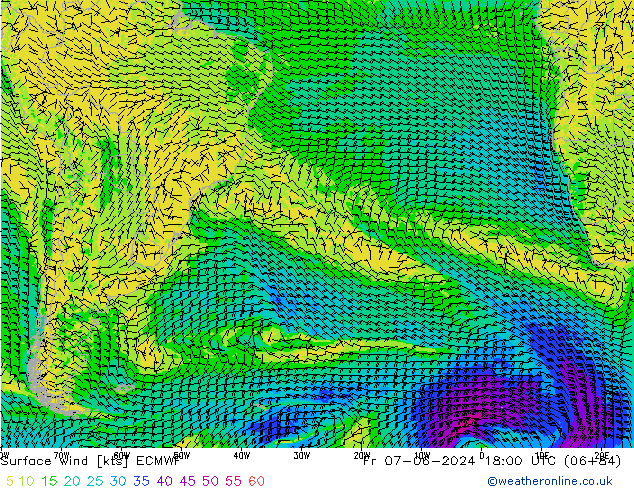 Surface wind ECMWF Fr 07.06.2024 18 UTC