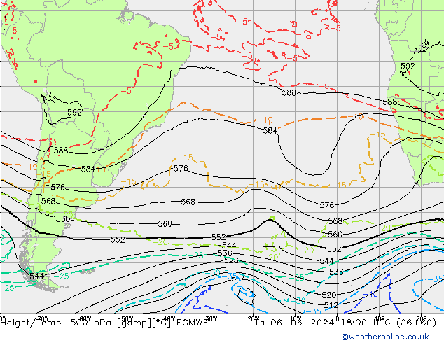 Z500/Rain (+SLP)/Z850 ECMWF czw. 06.06.2024 18 UTC