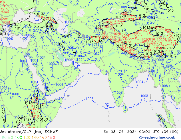 Corrente a getto ECMWF sab 08.06.2024 00 UTC