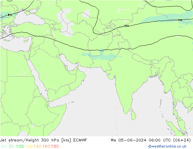 Jet stream ECMWF Qua 05.06.2024 06 UTC