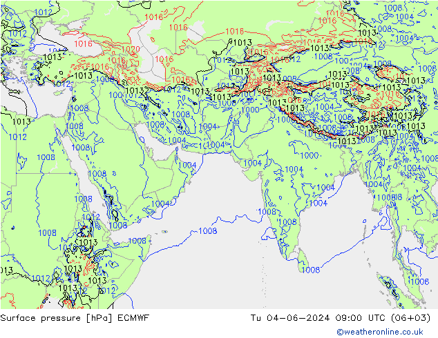 Pressione al suolo ECMWF mar 04.06.2024 09 UTC