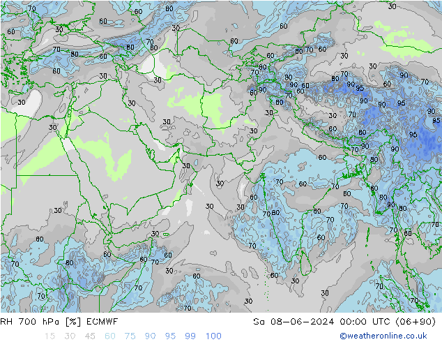 RH 700 hPa ECMWF  08.06.2024 00 UTC