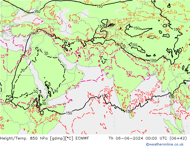 Z500/Yağmur (+YB)/Z850 ECMWF Per 06.06.2024 00 UTC