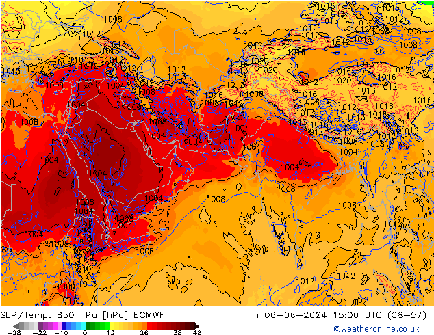 SLP/Temp. 850 hPa ECMWF gio 06.06.2024 15 UTC