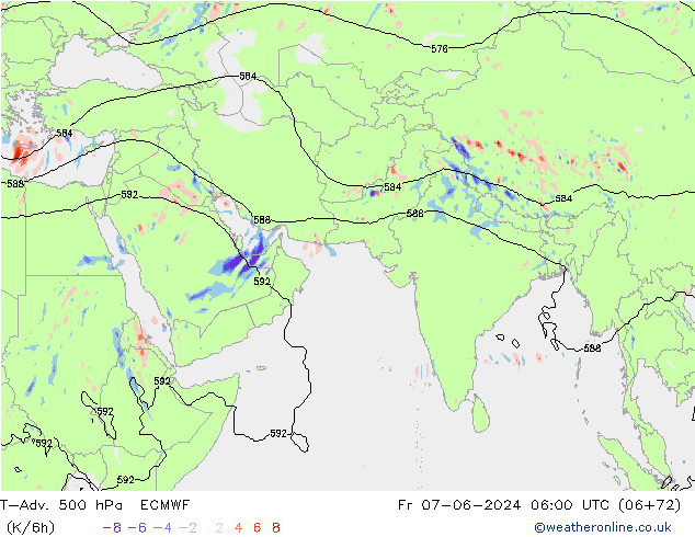 T-Adv. 500 hPa ECMWF Pá 07.06.2024 06 UTC