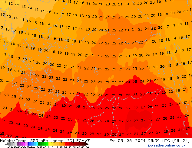 Z500/Rain (+SLP)/Z850 ECMWF Mi 05.06.2024 06 UTC