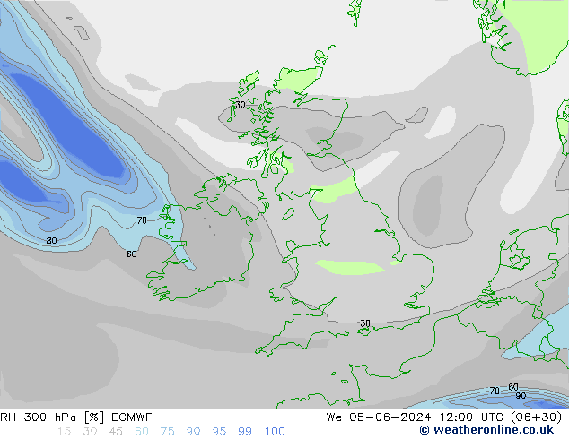 300 hPa Nispi Nem ECMWF Çar 05.06.2024 12 UTC