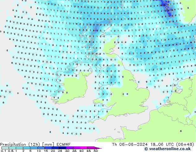 Yağış (12h) ECMWF Per 06.06.2024 06 UTC