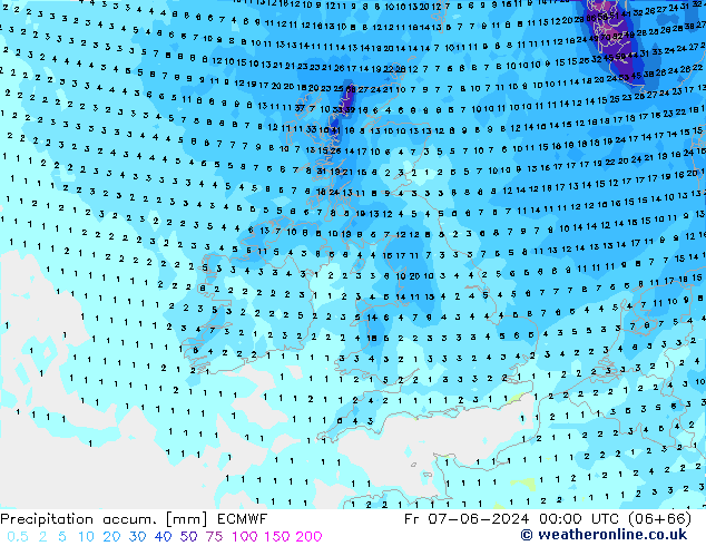 Precipitation accum. ECMWF Sex 07.06.2024 00 UTC