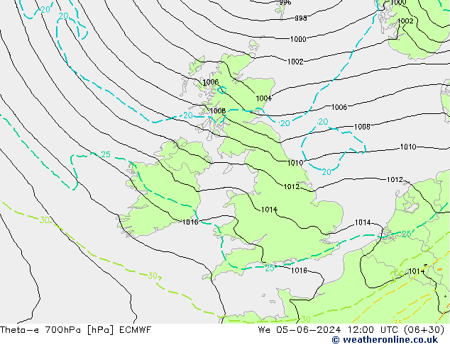 Theta-e 700hPa ECMWF We 05.06.2024 12 UTC