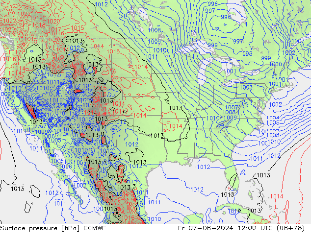 pressão do solo ECMWF Sex 07.06.2024 12 UTC