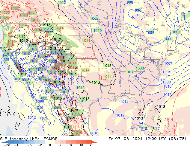 тенденция давления ECMWF пт 07.06.2024 12 UTC