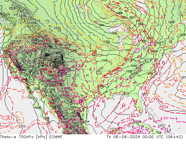 Theta-e 700hPa ECMWF Th 06.06.2024 00 UTC