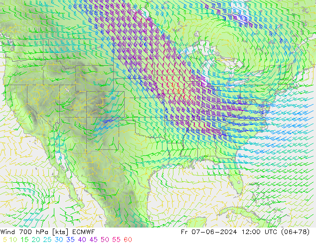 Wind 700 hPa ECMWF vr 07.06.2024 12 UTC