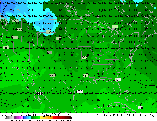 Z500/Rain (+SLP)/Z850 ECMWF Di 04.06.2024 12 UTC