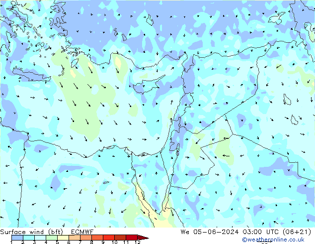  10 m (bft) ECMWF  05.06.2024 03 UTC