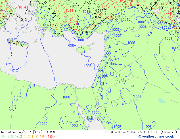 Jet stream/SLP ECMWF Th 06.06.2024 09 UTC