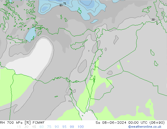 RH 700 гПа ECMWF сб 08.06.2024 00 UTC