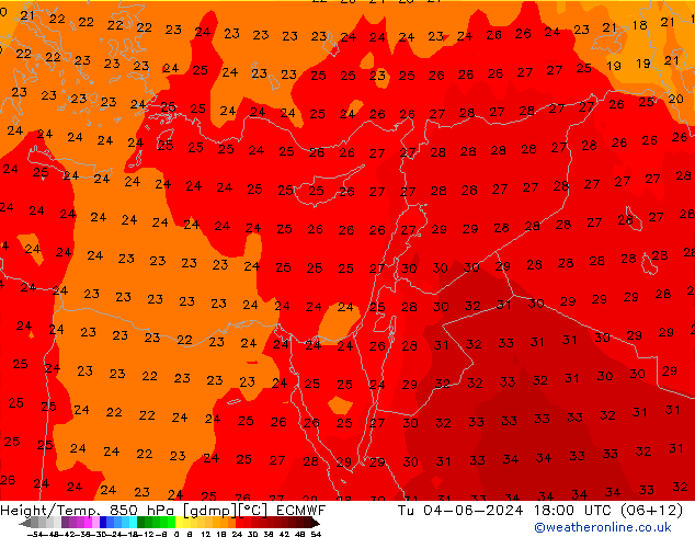 Z500/Rain (+SLP)/Z850 ECMWF Ter 04.06.2024 18 UTC