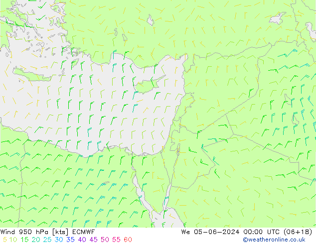 Vento 950 hPa ECMWF Qua 05.06.2024 00 UTC